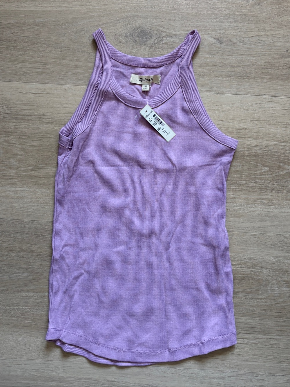 Madewell Lavender Ribbed Cutaway Tank XS NWT
